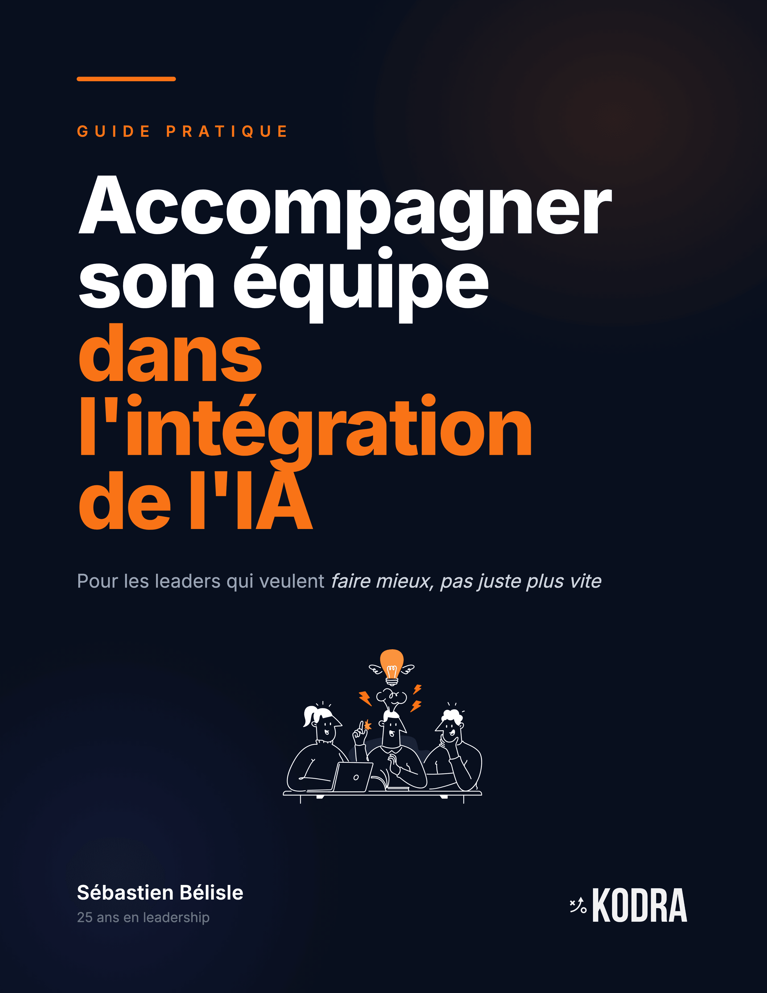 Couverture du livre Accompagner son équipe dans l'intégration de l'IA, de Sébastien Bélisle.